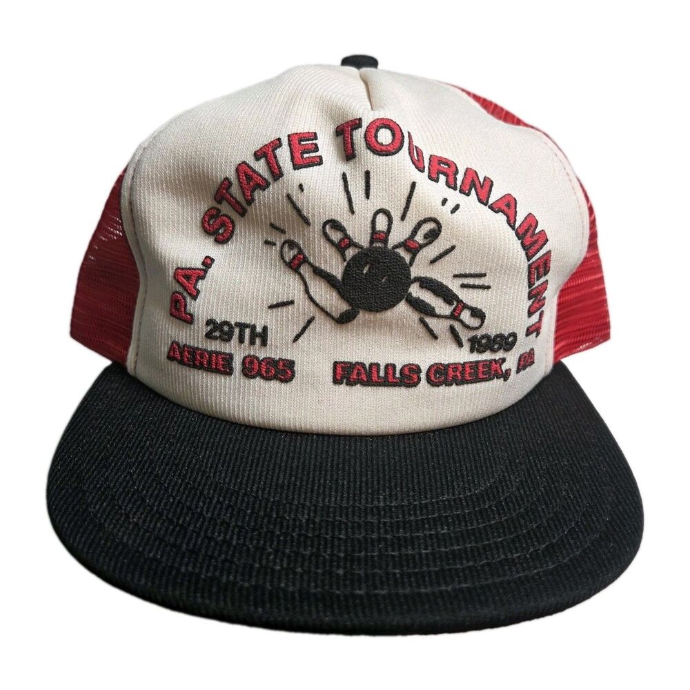 Vintage 1989 PA State Bowling Tournament Trucker Hat Falls Creek Aerie 965 Cap